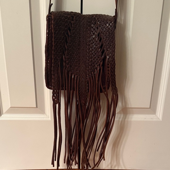 Brown Fringe Leather Boho Crossbody Bag - Picture 3 of 6